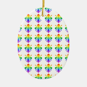 Rainbow Fleur-de-lis Keramisch Ornament