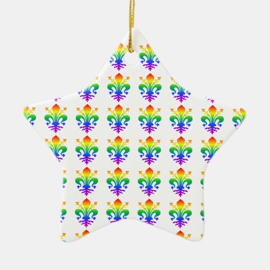 Rainbow Fleur-de-lis Keramisch Ornament (Voorkant)