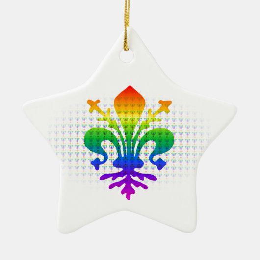 Rainbow Fleur-de-lis Keramisch Ornament (Voorkant)