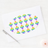 Rainbow Fleur-de-lis Ovale Sticker (Envelop)
