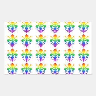 Rainbow Fleur-de-lis Rechthoekige Sticker