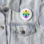 Rainbow Fleur-de-lis Ronde Button 5,7 Cm (In situ)