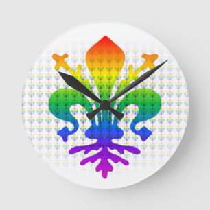 Rainbow Fleur-de-lis Ronde Klok