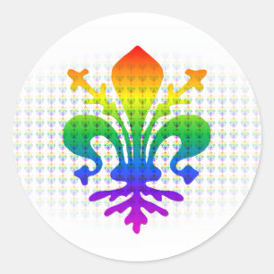 Rainbow Fleur-de-lis Ronde Sticker