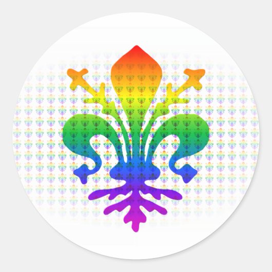 Rainbow Fleur-de-lis Ronde Sticker (Voorkant)