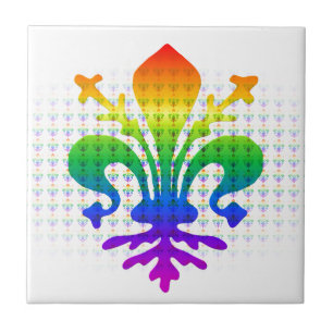 Rainbow Fleur-de-lis Tegeltje