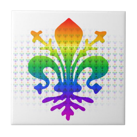 Rainbow Fleur-de-lis Tegeltje (Voorkant)