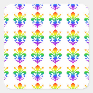 Rainbow Fleur-de-lis Vierkante Sticker