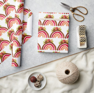 Rainbow Floral Baby shower Geslacht Neutraal Meisj Cadeaupapier