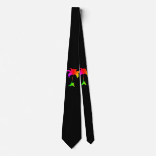 Rainbow Floral Black Tropical Cravate