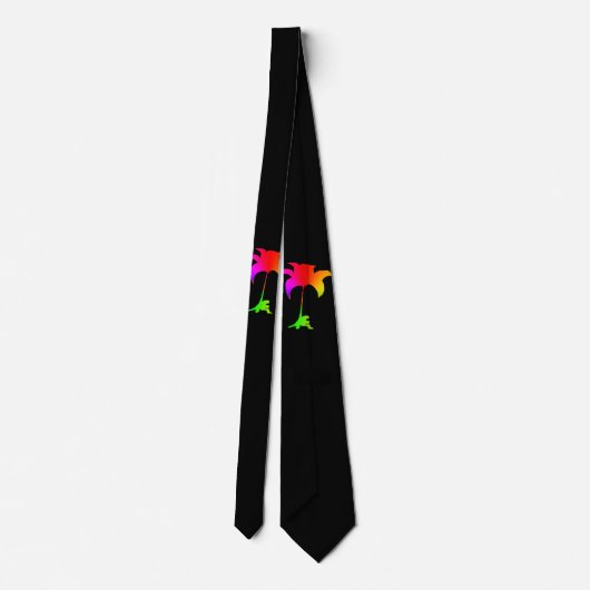 Rainbow Floral Black Tropical Cravate (Dos)