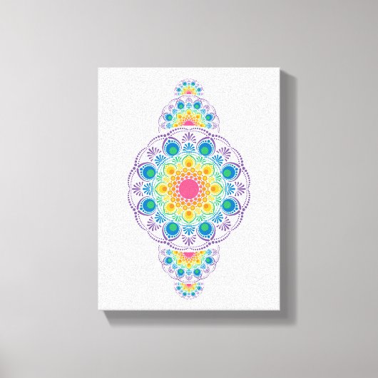 Rainbow Floral Fountain Sierstip Mandala Canvas Afdruk (Voorkant)