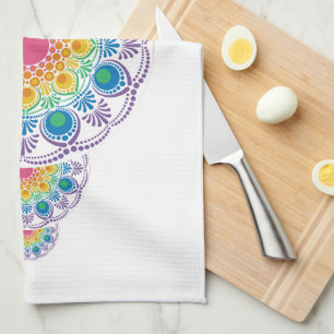 Rainbow Floral Fountain Sierstip Mandala Theedoek