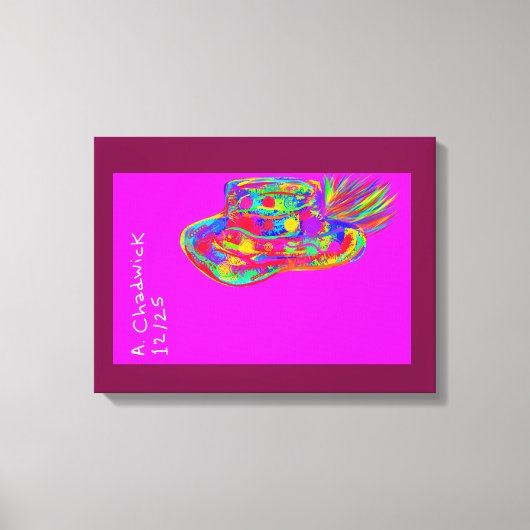 Rainbow Floral Fur Feathered Hat Canvas Afdruk (Voorkant)