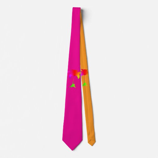 Rainbow Floral Hot rose Orange Cravate tropical (Devant)