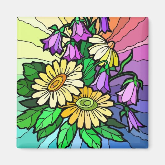 Rainbow Floral Magneet (Voorkant)
