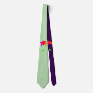 Rainbow Floral Mint Groene Paarse Tropische Stropd Stropdas