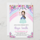 Rainbow Floral Rose Princess Invitations d'anniver (Devant)