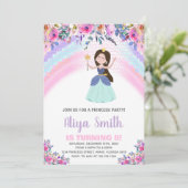 Rainbow Floral Rose Princess Invitations d'anniver (Debout devant)