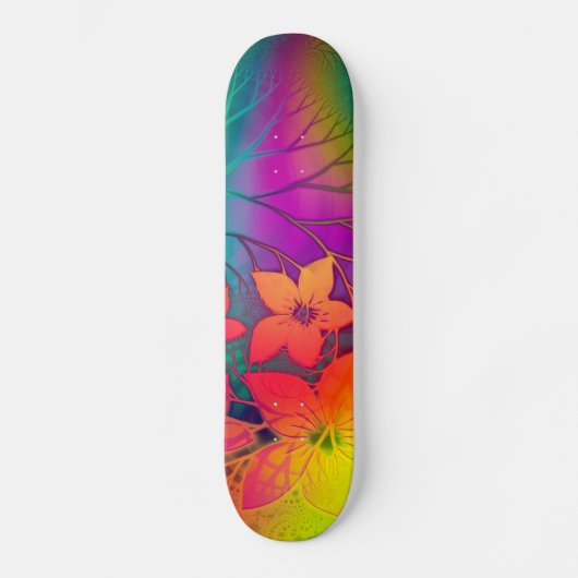 Rainbow Floral Skateboard (Voorkant)
