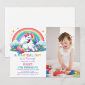 Rainbow Floral Unicorn Invitations Anniversaire Ph (Devant / Derrière)