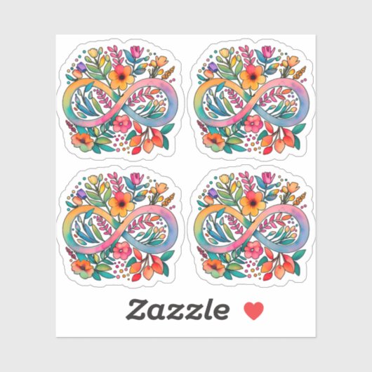Rainbow Flower Infinity symbool | Autisme-acceptat Sticker (Vel)