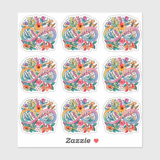 Rainbow Flower Infinity symbool | Autisme-acceptat Sticker (Vel)