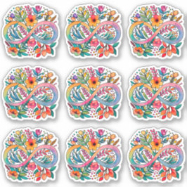 Rainbow Flower Infinity symbool | Autisme-acceptat Sticker