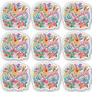 Rainbow Flower Infinity symbool   Autisme-acceptat Sticker