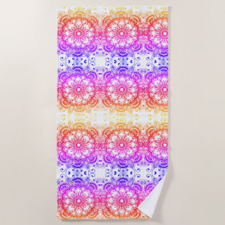 Rainbow Flower Mandala Pattern 2 Beach Towel Strandlaken