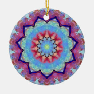 Rainbow Flower Mandala Ronde Ornament