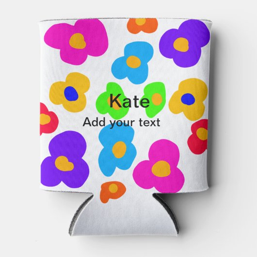 Rainbow flower pride liefde voeg naam tekst labtq blikjeskoeler (Voorkant)