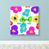 Rainbow flower pride liefde voeg naam tekst labtq  canvas afdruk (Insitu (Houten vloer))