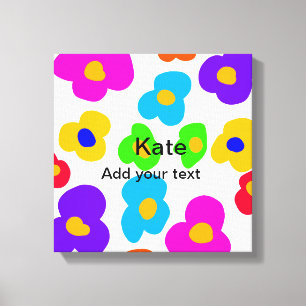 Rainbow flower pride liefde voeg naam tekst labtq canvas afdruk