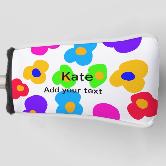 Rainbow flower pride liefde voeg naam tekst labtq  golfheadcover (Voorkant)