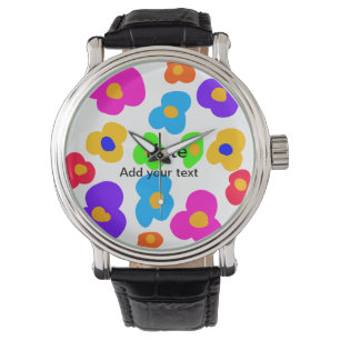 Rainbow flower pride liefde voeg naam tekst labtq horloge