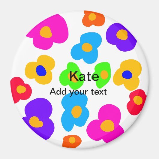 Rainbow flower pride liefde voeg naam tekst labtq magneet (Voorkant)