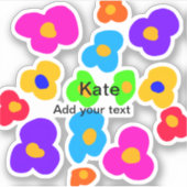 Rainbow flower pride liefde voeg naam tekst labtq  sticker (Voorkant)