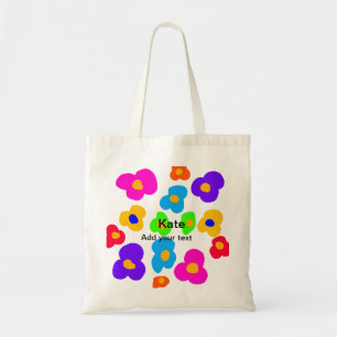 Rainbow flower pride liefde voeg naam tekst labtq  tote bag