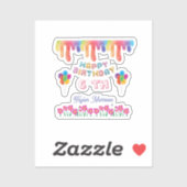 Rainbow Flowers Happy Birthday Square Sticker (Feuille)