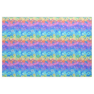 Rainbow Flowers Hippie Style Stof