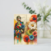 Rainbow  Flowers Mode schets Briefkaart (Staand voorkant)