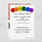 Rainbow Flowers Wedding Invitation Kaart (Voorkant / Achterkant)