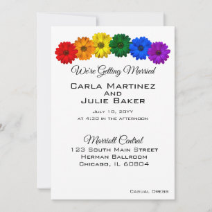 Rainbow Flowers Wedding Invitation Kaart