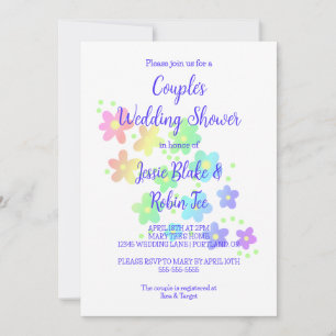 Rainbow Flowers Wedding Shower Uitnodiging
