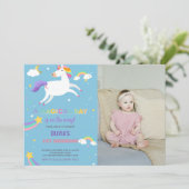 Rainbow Fly Unicorn Birthday Invitations photo (Debout devant)