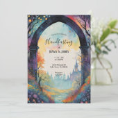 Rainbow Forest Castle Arch Pagan Handfasten Kaart (Staand voorkant)