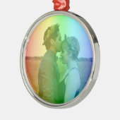 Rainbow-foto Kerstmis LGBTQ Metalen Ornament (Links)