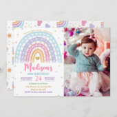 Rainbow Foto Verjaardag Pastel Kaart (Voorkant / Achterkant)