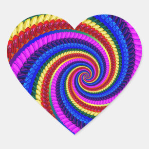 Rainbow Fractal Art Swirl Pattern Hart Sticker